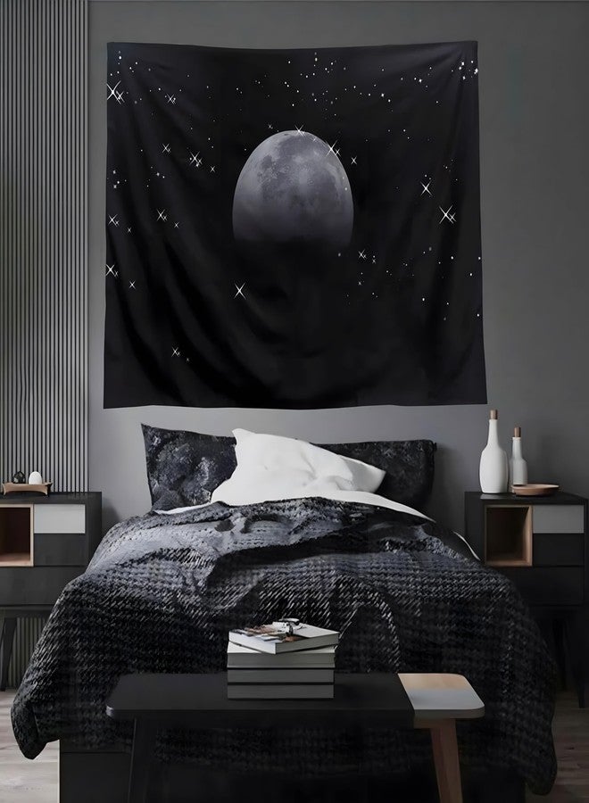 TUGCAY Moon Tapestry Black Tapestry Starry Night Sky Stars Tapestries Wall Hanging for Bedroom College Dorm Living Room Aesthetic Decoration(60x40 Inch) - Image 3